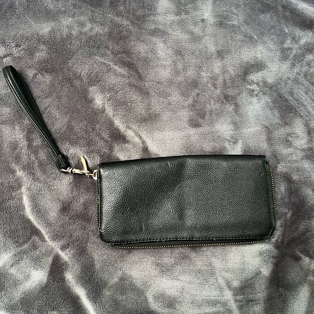 Black Faux Leather Wallet Clutch